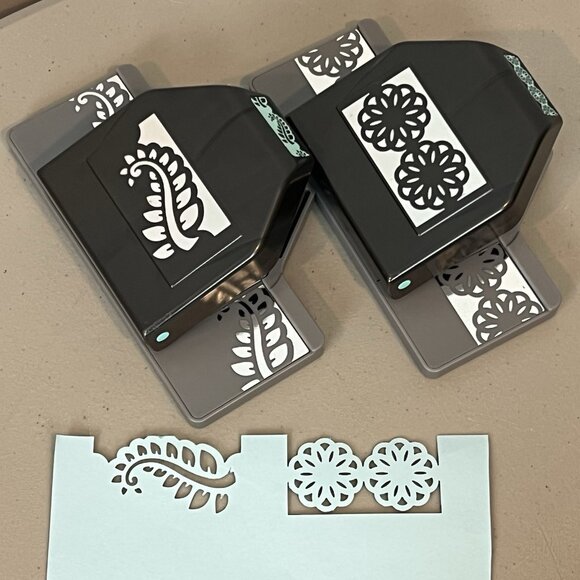 2 EK Success Border Craft Paper Punches Locking Leaf Flourish Scroll and Flowers - Picture 1 of 9